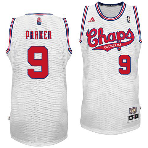 Men's  Spurs #9 Tony Parker ABA Dallas Chaparrals White Jersey